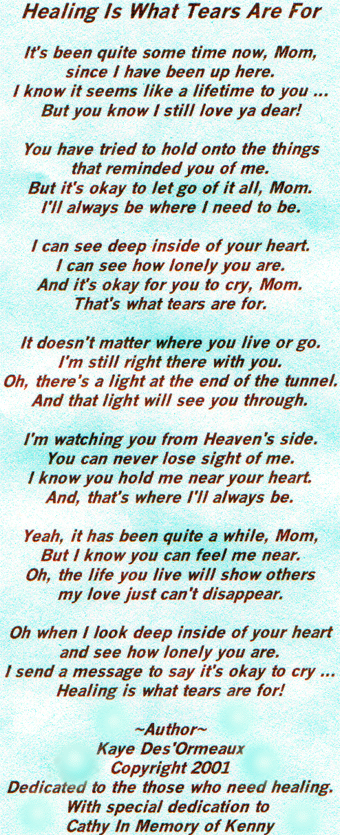 <Poem written for ^Kenny^ · Saralyn^Robbie's^ Mom